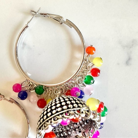 2/$30🌵 Colorful Bead Bollywood Jhumka Tassel Earrings Hoop Fringe Jewelry NEW - Picture 8 of 10